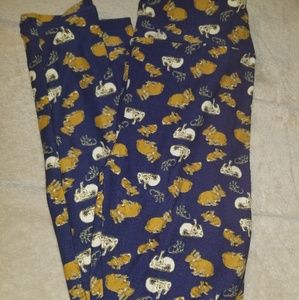 Lularoe vintage new navy and mustard bunnies OS